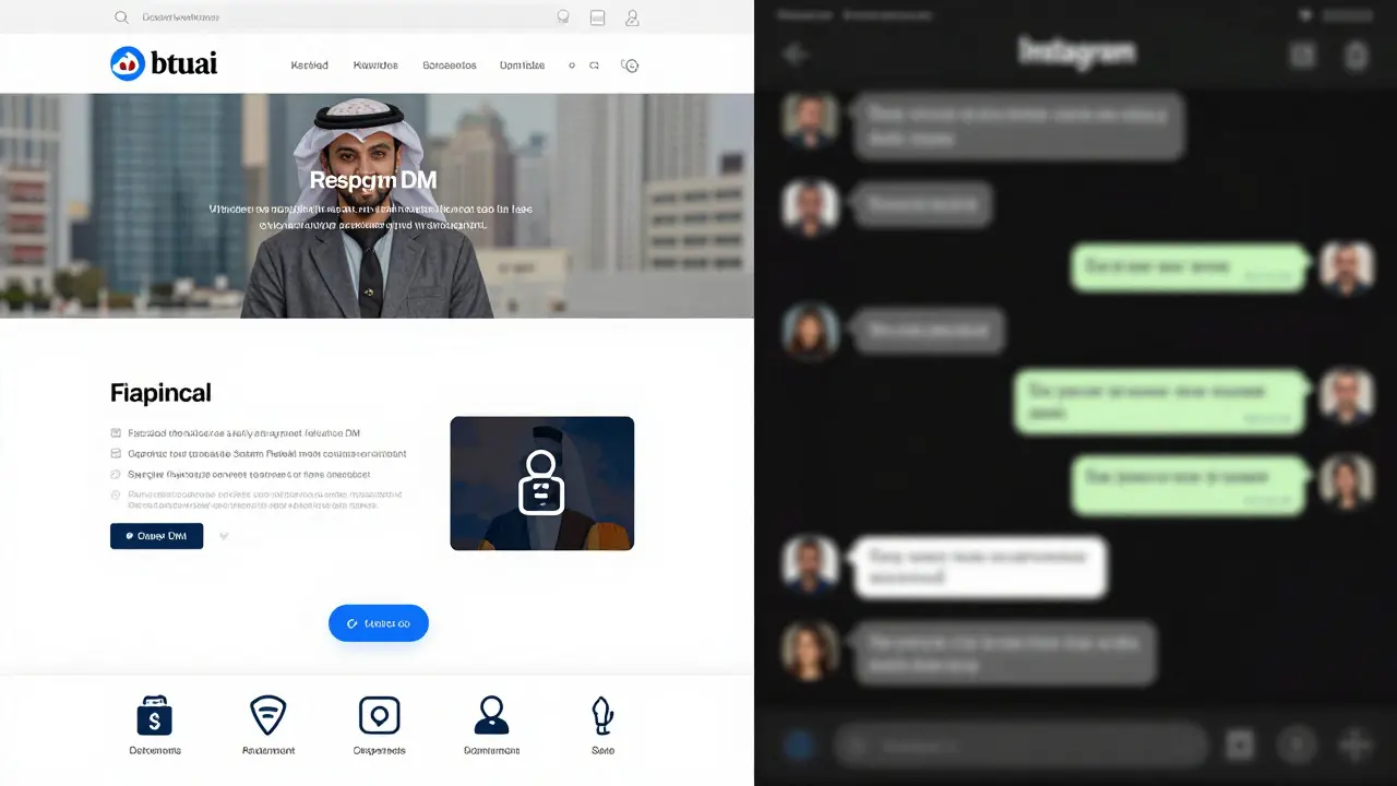 Contrasting images: a trustworthy professional website versus a suspicious social media message, highlighting legitimate vs. scam escort services.